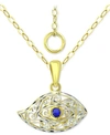 GIANI BERNINI LAB-GROWN BLUE SAPPHIRE EVIL EYE FILIGREE PENDANT NECKLACE, 16" + 2" EXTENDER, CREATED FOR MACY'S