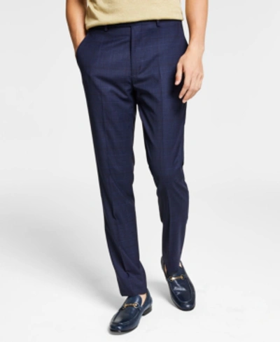Bar Iii Men's Skinny-fit Plaid Suit Pants, Created For Macy's In Navy