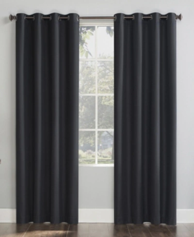 Sun Zero Array Woven Dobby Curtain Panel, 96" X 50" In Black