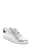 Isabel Marant Beth Metallic Snake-print Low-top Fashion Sneakers In Silver