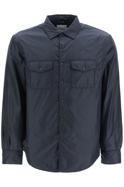 Aspesi Shirt Style Wind-breaker Jacket In Blue