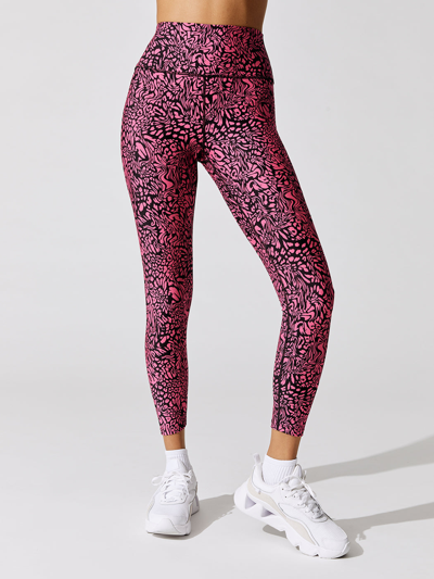 Carbon38 Swirly Leopard Printed 7/8 Legging In Electric Pink Swirly Leopard