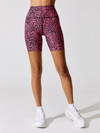 Carbon38 Swirly Leopard Printed Biker Short In Electric Pink Swirly Leopard