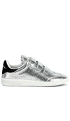 Isabel Marant Beth Metallic Snake-print Low-top Fashion Sneakers In Metallic Silver