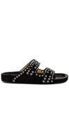Isabel Marant Lennyo Studded Suede Sandals In Black