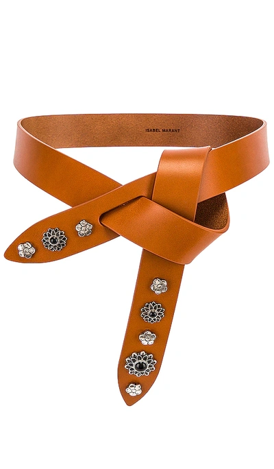 Isabel Marant Lecce Floral Studded Pull-through Belt In Brown