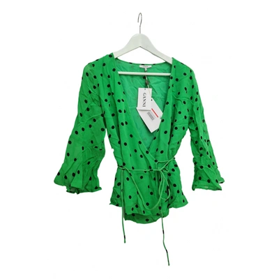 Pre-owned Ganni Spring Summer 2019 Blouse In Green