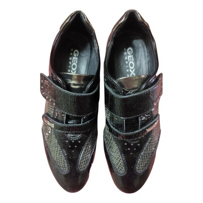 Pre-owned Geox Leather Trainers In Black