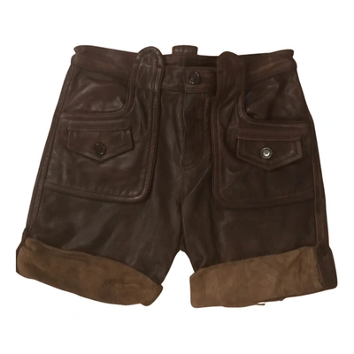 Pre-owned Dsquared2 Leather Shorts In Brown