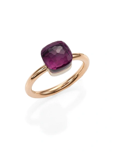 Pomellato Rose Gold, White Gold And Amethyst Nudo Petit Ring