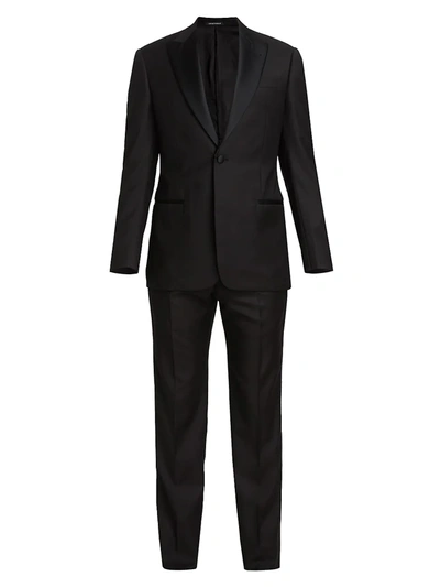 Giorgio Armani Peak Lapel Single-button Suit In Black