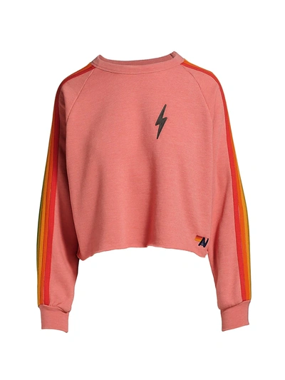 Aviator Nation Bolt Cropped Classic Sweatshirt In Pink