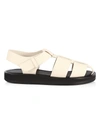 The Row Off-white Leather Fisherman Flat Sandals In Ivory