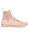 GIANVITO ROSSI HIGH-TOP RIB-KNIT LEATHER trainers,400013825014