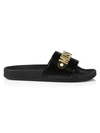 MOSCHINO MEN'S MULE PVC LOGO POOL SLIDES,400014048550