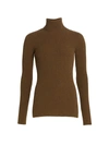 Saint Laurent Ribbed Virgin Wool Turtleneck In Camel