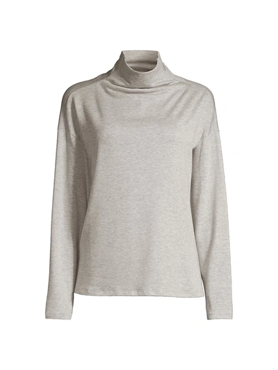 Eileen Fisher Funnel-neck Fleece Top In Wheat