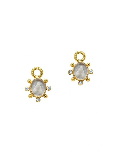 Elizabeth Locke Women's Venetian Glass Intaglio 19k Yellow Gold & Moonstone 'mosca' Earring Charms