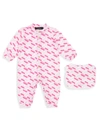 VERSACE BABY GIRL'S 2-PIECE COVERALLS & BIB GIFT SET,400014782173