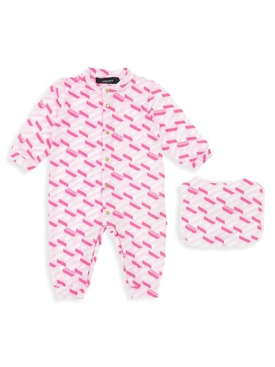 Versace Baby Girl's 2-piece Coveralls & Bib Gift Set In Pink