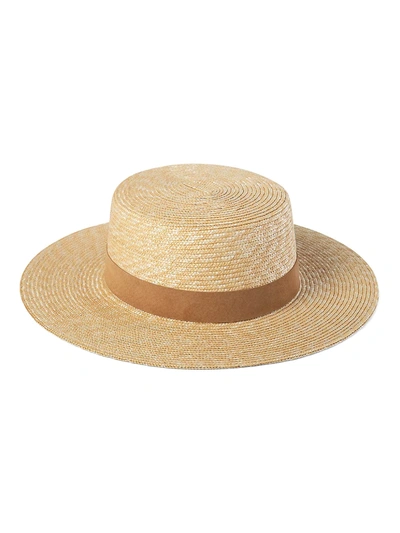 Lack Of Color Women's Spencer Boater Suede-trim Straw Hat In Brown