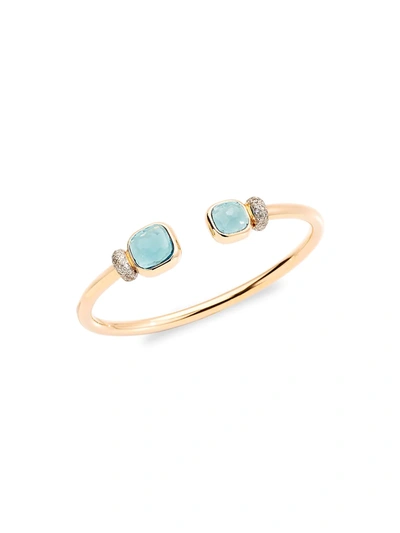 Pomellato Women's Nudo 18k Rose Gold, Sky Blue Topaz & Diamond Cuff