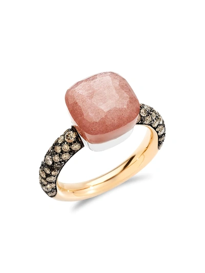 Pomellato Women's Nudo Classic Two-tone 18k Gold, Moonstone & Diamond Ring In Rose Gold
