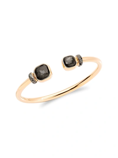 Pomellato Women's Nudo Two-tone 18k Gold, Obsidian & Diamond Cuff In Rose Gold