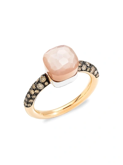 Pomellato Women's Nudo Petit Two-tone 18k Gold, Moonstone & Diamond Ring In Rose Gold