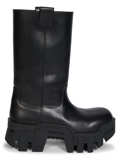 Balenciaga 80mm Bulldozer Leather Combat Boots In Black