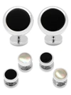 Cufflinks, Inc 3-piece Ox And Bull Trading Co. Double Sided Onyx Round Beveled Stud Set In Black