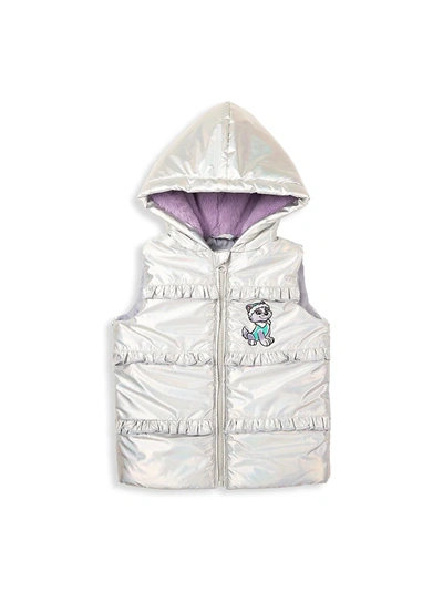 Andy & Evan X Paw Patrol Kids' Little Girl's Paw Patrol Metallic Puffer Vest In Silver