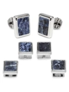 CUFFLINKS, INC MEN'S 3-PIECE OX AND BULL TRADING CO. SILVER AND SODALITE JFK PRESIDENTIAL STUD SET,400014882643