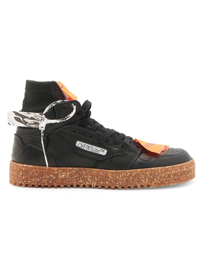 Off-white 3.0 Off Court Black Leather Sneakers In Black Grey