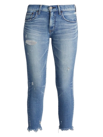 Moussy Vintage Diana Distressed Cropped Stretch Skinny Jeans In Light Blue
