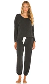Eberjey Gisele Black Stretch-modal Pyjama Set In Charcoal Heather & Ivory