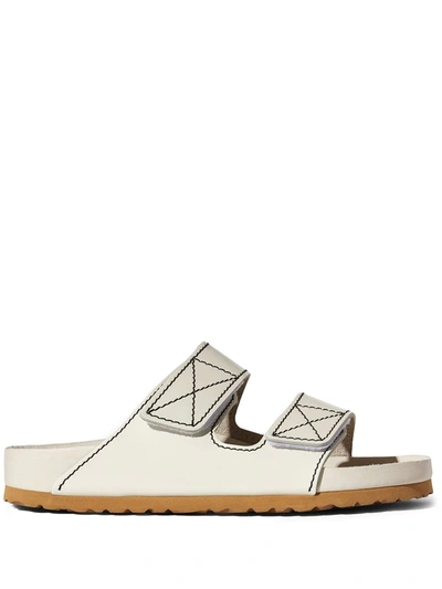 Proenza Schouler + Birkenstock Arizona Topstitched Glossed-leather Sandals In White