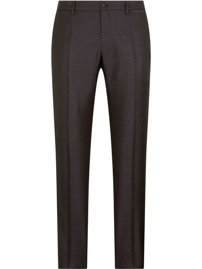 Dolce & Gabbana Jacquard Tailored Trousers In Schwarz