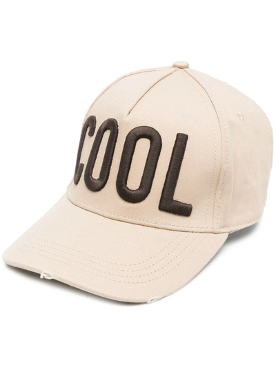 Dsquared2 Embroidered-slogan Baseball Cap In Beige