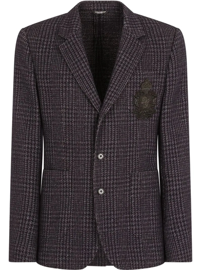 Dolce & Gabbana Wool-blend Checked Blazer In Schwarz