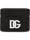 Dolce & Gabbana Black White Rubber Embossed Logo Accessory Airpods Case In Schwarz