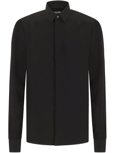 Dolce & Gabbana Plain Long-sleeve Shirt In Black