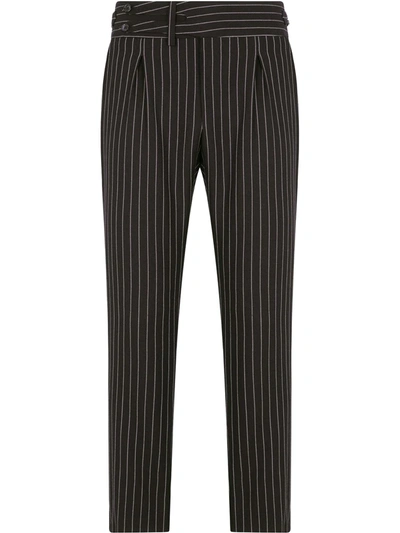 Dolce & Gabbana Pinstripe Wool-blend Trousers In Schwarz