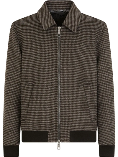 Dolce & Gabbana Houndstooth Wool-blend Jacket In Multicolor