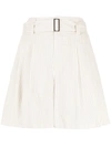 Forme D'expression Belted Flared Shorts In Nude