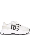Dolce & Gabbana Woman Multicolor Fabric And Leather Daymaster Sneakers In White
