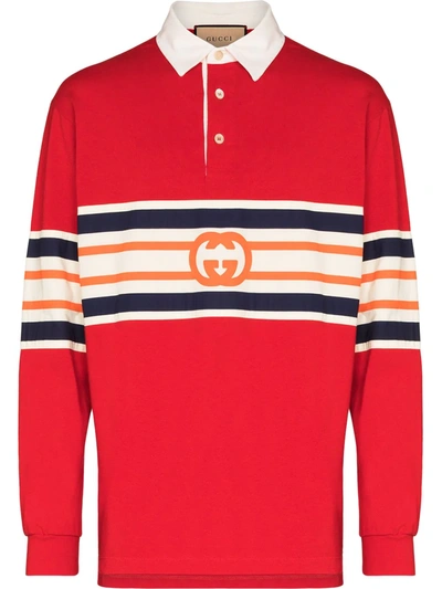 Gucci Interlocking G Jersey Polo Sweatshirt In Red