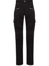 Balmain Stretch Cotton Cargo Trousers In Black