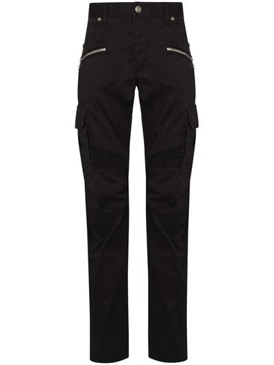 Balmain B Embossed Cargo Tapered Jeans In Black