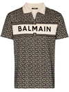 BALMAIN MONOGRAM-PATTERN SHORT-SLEEVE POLO SHIRT